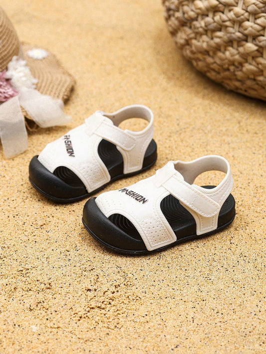 1 Pair Solid Color Baby Sandals, Unisex Toddler Closed-Toe Casual Beach Shoes, Lightweight Non-Slip Soft Bottom Comfortable Prewalker Shoes, Quick-Drying Fashion