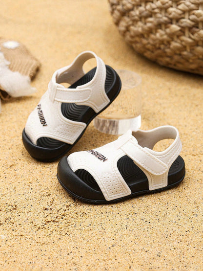 1 Pair Solid Color Baby Sandals, Unisex Toddler Closed-Toe Casual Beach Shoes, Lightweight Non-Slip Soft Bottom Comfortable Prewalker Shoes, Quick-Drying Fashion
