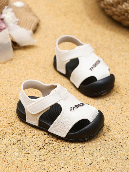 1 Pair Solid Color Baby Sandals, Unisex Toddler Closed-Toe Casual Beach Shoes, Lightweight Non-Slip Soft Bottom Comfortable Prewalker Shoes, Quick-Drying Fashion