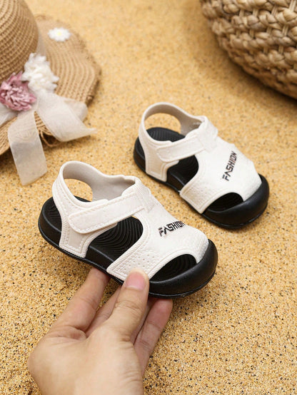 1 Pair Solid Color Baby Sandals, Unisex Toddler Closed-Toe Casual Beach Shoes, Lightweight Non-Slip Soft Bottom Comfortable Prewalker Shoes, Quick-Drying Fashion