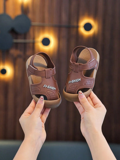 1 Pair Solid Color Baby Sandals, Unisex Toddler Closed-Toe Casual Beach Shoes, Lightweight Non-Slip Soft Bottom Comfortable Prewalker Shoes, Quick-Drying Fashion