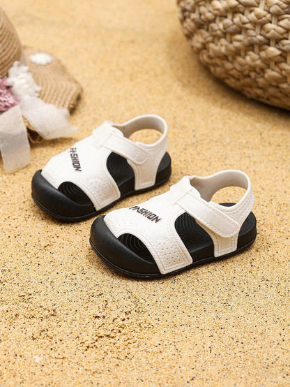 1 Pair Solid Color Baby Sandals, Unisex Toddler Closed-Toe Casual Beach Shoes, Lightweight Non-Slip Soft Bottom Comfortable Prewalker Shoes, Quick-Drying Fashion