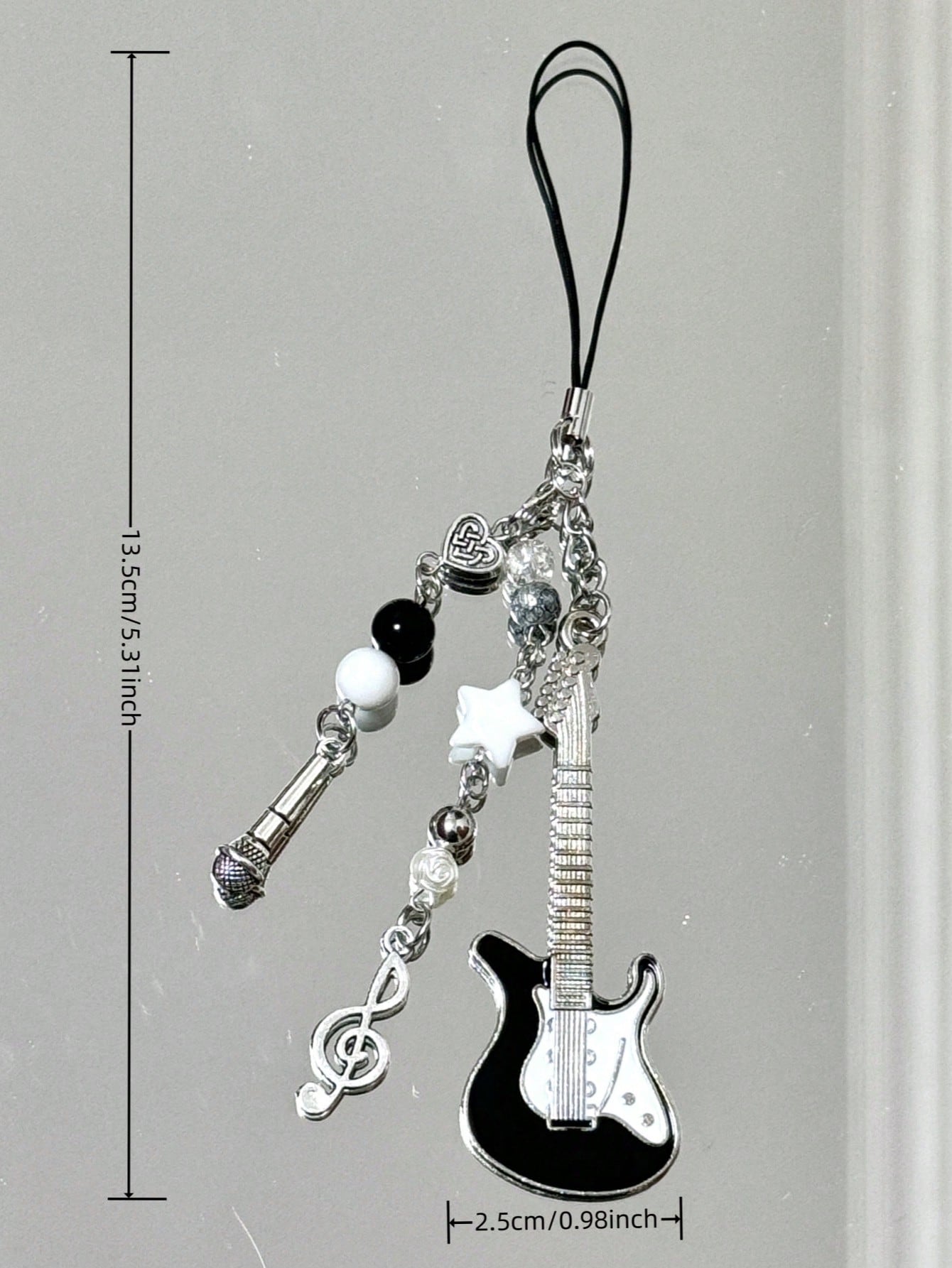 1 Pc Hand-Made Beaded Guitar Note Charm, Minimalist Girly Ins Style Phone Chain, Cute Decorative Pendant Suitable For Women's Daily Use Gifts For Mother, Family, Friends, Birthday, Holiday Phone Charm