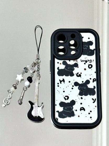 1 Pc Hand-Made Beaded Guitar Note Charm, Minimalist Girly Ins Style Phone Chain, Cute Decorative Pendant Suitable For Women's Daily Use Gifts For Mother, Family, Friends, Birthday, Holiday Phone Charm