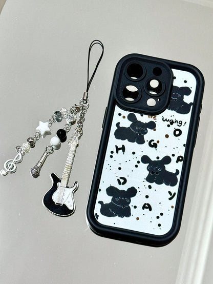 1 Pc Hand-Made Beaded Guitar Note Charm, Minimalist Girly Ins Style Phone Chain, Cute Decorative Pendant Suitable For Women's Daily Use Gifts For Mother, Family, Friends, Birthday, Holiday Phone Charm