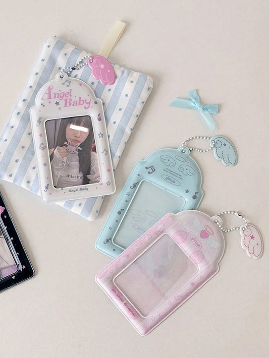 1 PC Student Three-Inch Star-Chasing Pendant Card Holder Girl Cute Little Wing Pendant Card Holder Student Bus Card Holder, Back To School