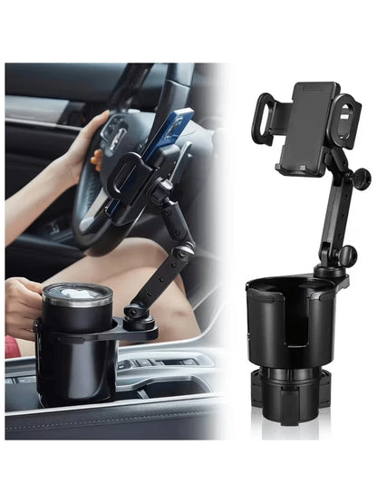 1-Piece 2-In-1 Car Holder, Multifunctional Portable Rotatable Car Phone Cup Holder, Suitable For Cars, SUVs, Trucks, With Shock-Absorbing Design, Black Car Cup Holder Extender