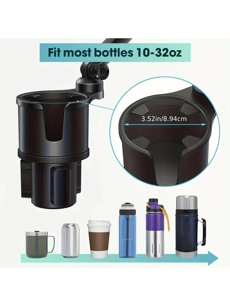 1-Piece 2-In-1 Car Holder, Multifunctional Portable Rotatable Car Phone Cup Holder, Suitable For Cars, SUVs, Trucks, With Shock-Absorbing Design, Black Car Cup Holder Extender