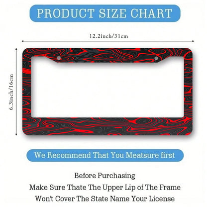1-Piece Set, Red Swirl Pattern License Plate Frame- 11.1X 6.3Inch Car License Plate Frame, Includes 4 Screws And Rubber Washers Secure Installation, Vehicle Accessories| Fashion Car Accessories