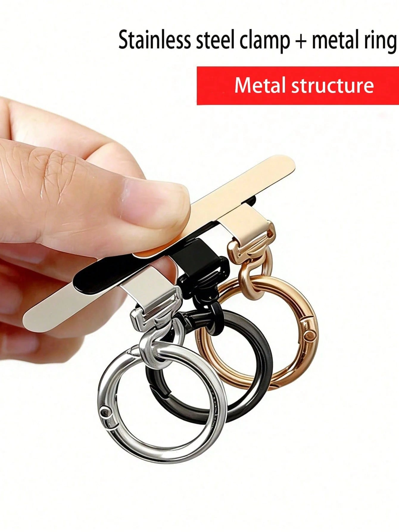 1 Piece Ultra-Thin Rotatable Metal Clamp, Stainless Steel Connecting Piece, Mobile Phone Fixing Gasket That Can Be Connected To Mobile Phone Lanyard And Pendant, Suitable For Various Smart Phones