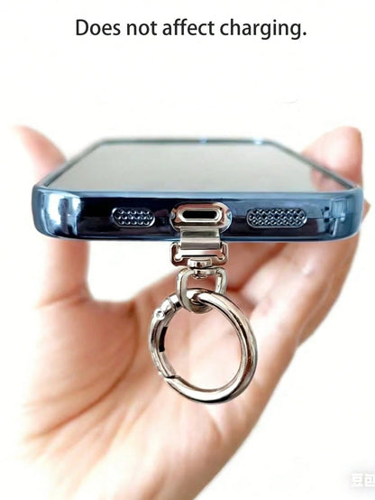 1 Piece Ultra-Thin Rotatable Metal Clamp, Stainless Steel Connecting Piece, Mobile Phone Fixing Gasket That Can Be Connected To Mobile Phone Lanyard And Pendant, Suitable For Various Smart Phones