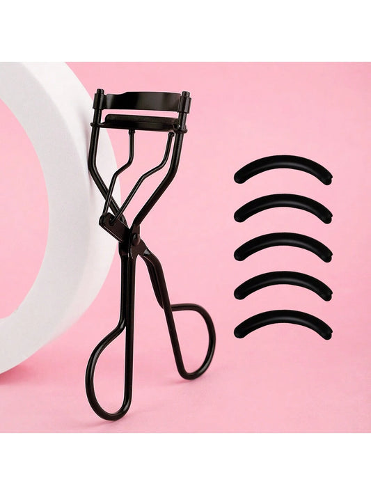 1 Portable Black Eyelash Curler With 5 Silicone Pads, 1 Eyelash Curler, Long-Lasting Shaping For Bigger Eyes, Non-Damaging For Daily Makeup Eyelash Curling,Makeup,Cheap,Room Decor,Vanity,Travel,Bedroo