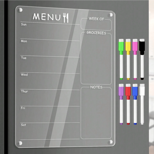 1 Set Acrylic Magnetic Refrigerator Calendar With Marker Pen, Transparent Whiteboard For Weekly Meal Planning, Shopping List, And Household Organization, Kitchen Storage, Back To School