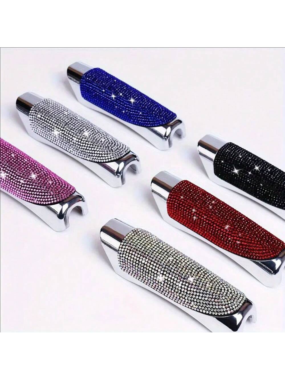 1 Set Crystal Decorated Car Handbrake Cover And Gear Shift Knob Cover, Suitable For Women, Car Accessories (Note: Size May Not Fit All Car Models)