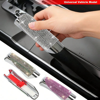 1 Set Crystal Decorated Car Handbrake Cover And Gear Shift Knob Cover, Suitable For Women, Car Accessories (Note: Size May Not Fit All Car Models)