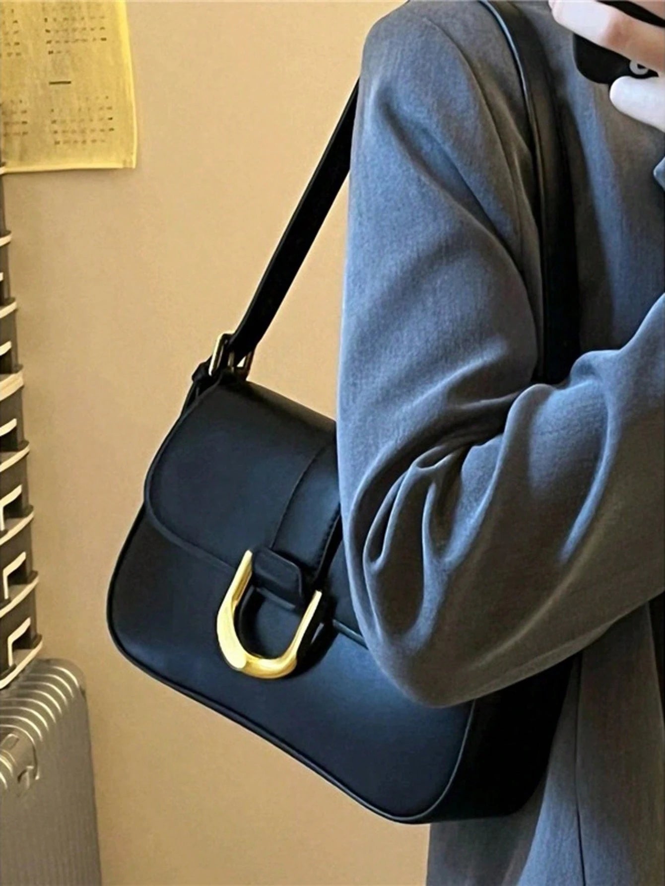 1 Set Fashion PU Leather Shoulder Bag, Underarm Bag, Elegant Handbag And Wallet For Women
