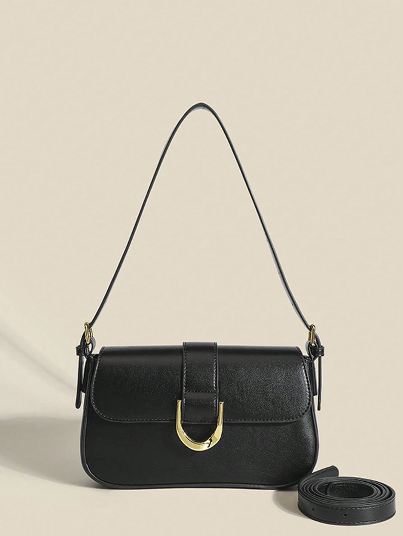 1 Set Fashion PU Leather Shoulder Bag, Underarm Bag, Elegant Handbag And Wallet For Women
