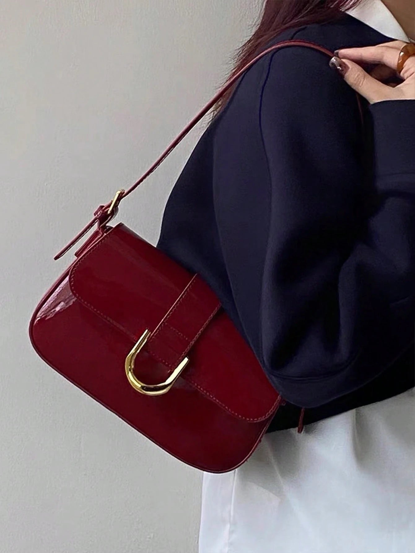 1 Set Fashion PU Leather Shoulder Bag, Underarm Bag, Elegant Handbag And Wallet For Women