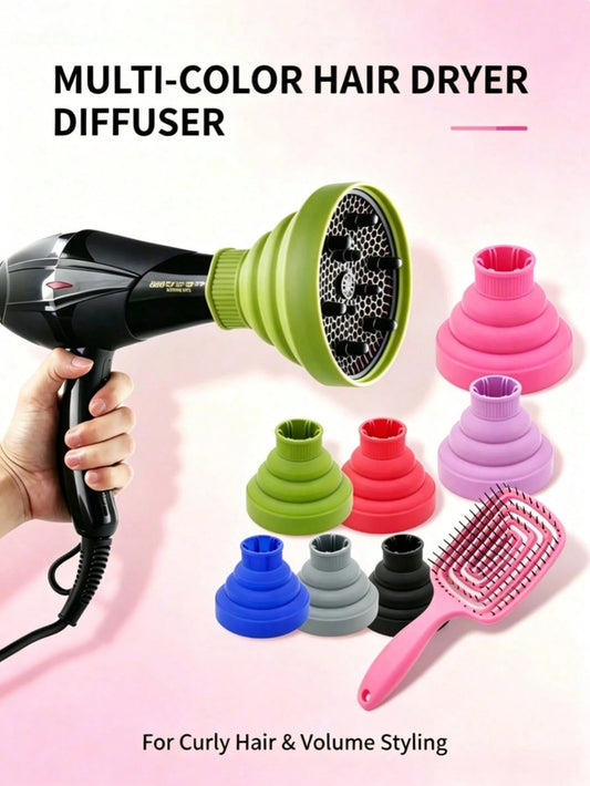1 Set Foldable Silicone Hair Dryer Diffuser Attachment, Portable Universal, Helps Reduce Frizz And Enhance Curls, Suitable For Curly, Wavy Or Voluminous Hair, Heat Resistant Lightweight Compact, Perfe