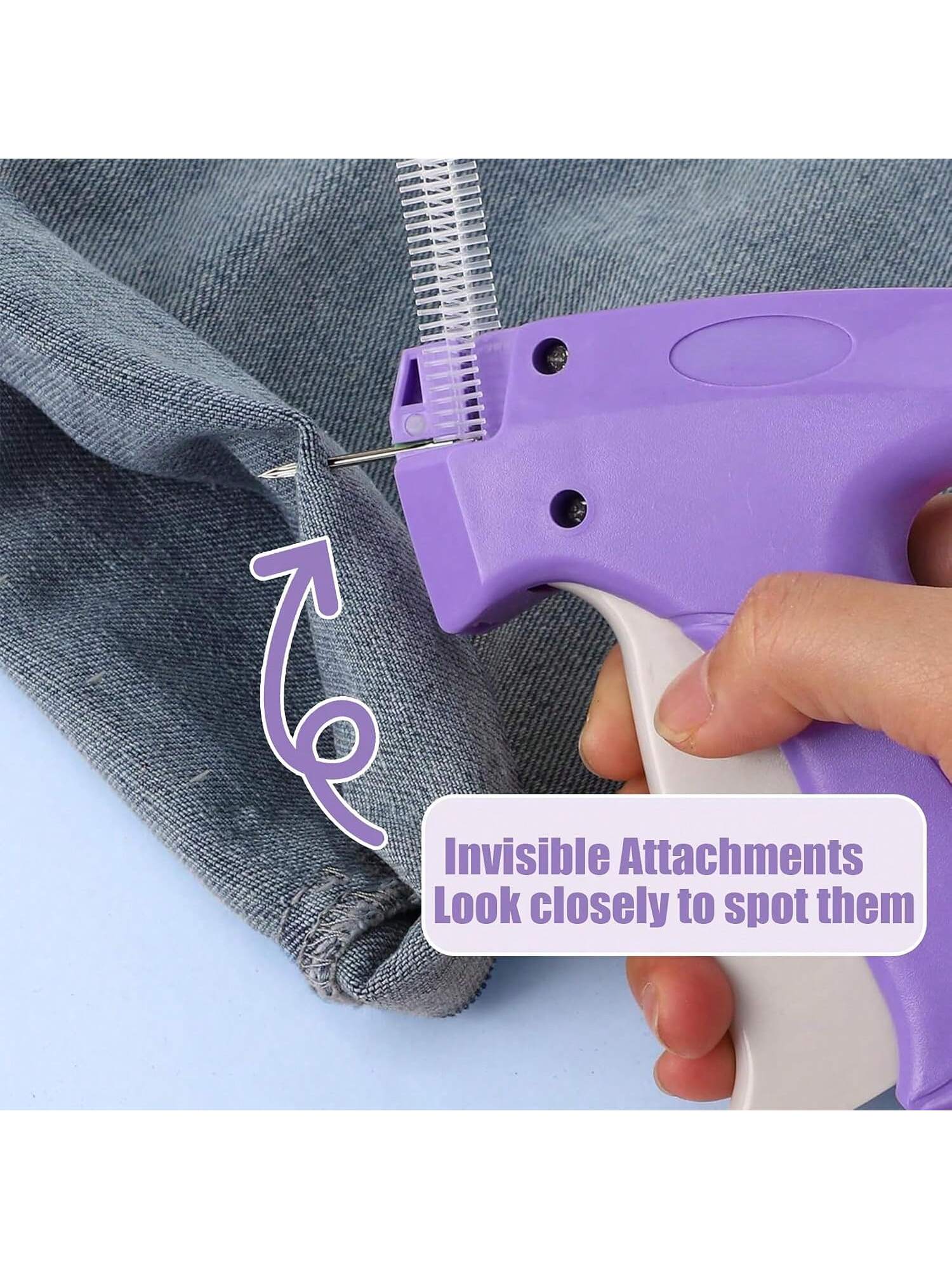 1 Set Portable Sewing Machine Accessories, Quilting Gun, Mini Sewing Gun, Micro Sewing Edging Gun, Clothing Micro Label Sewing Tool (1 Label Gun + 6 Needles + 500 White And 500 Black Glue Pins)