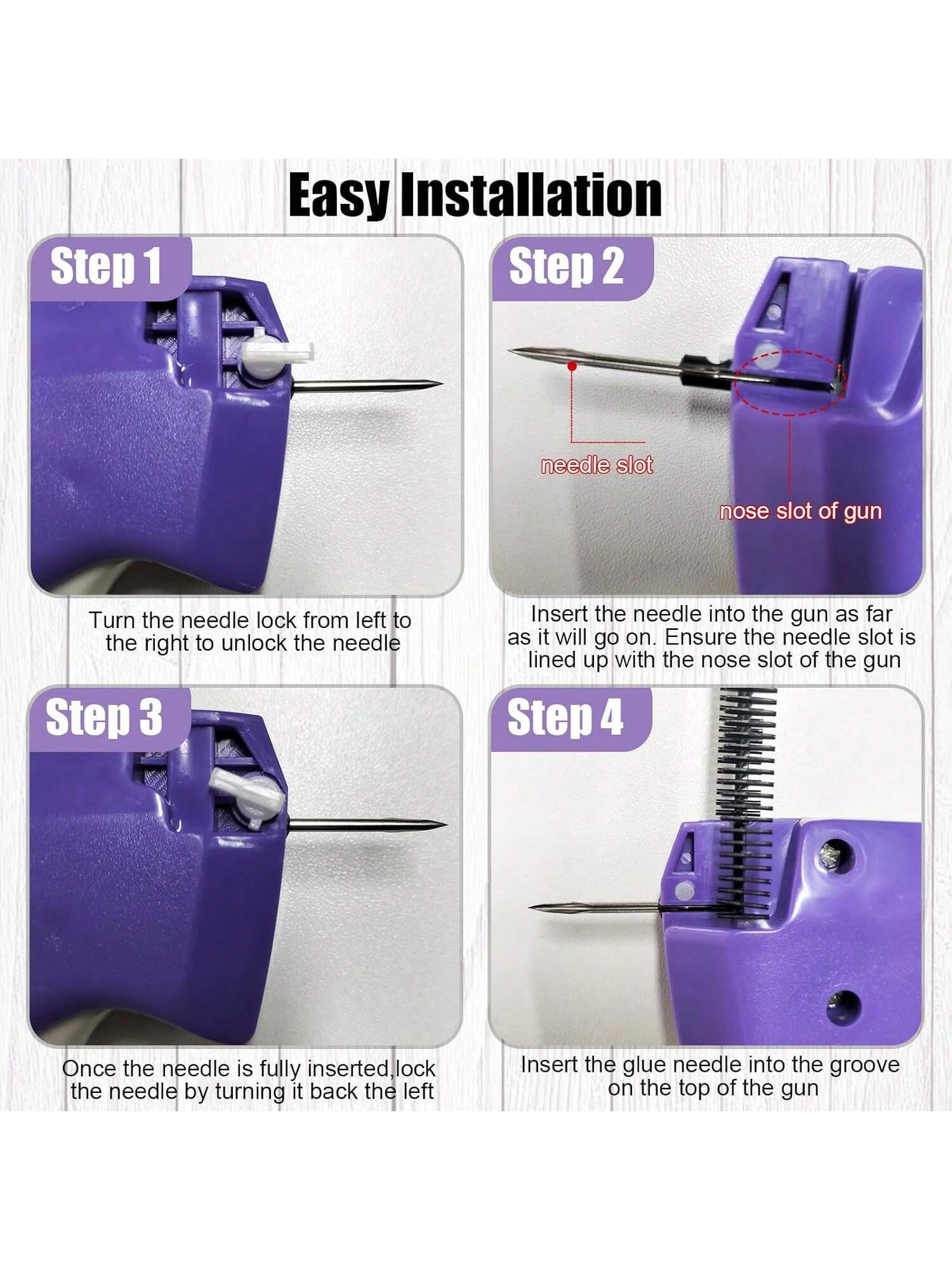1 Set Portable Sewing Machine Accessories, Quilting Gun, Mini Sewing Gun, Micro Sewing Edging Gun, Clothing Micro Label Sewing Tool (1 Label Gun + 6 Needles + 500 White And 500 Black Glue Pins)
