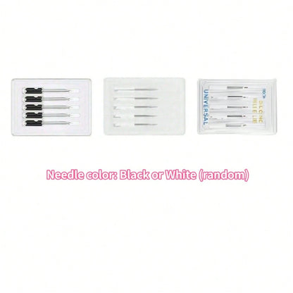 1 Set Portable Sewing Machine Accessories, Quilting Gun, Mini Sewing Gun, Micro Sewing Edging Gun, Clothing Micro Label Sewing Tool (1 Label Gun + 6 Needles + 500 White And 500 Black Glue Pins)