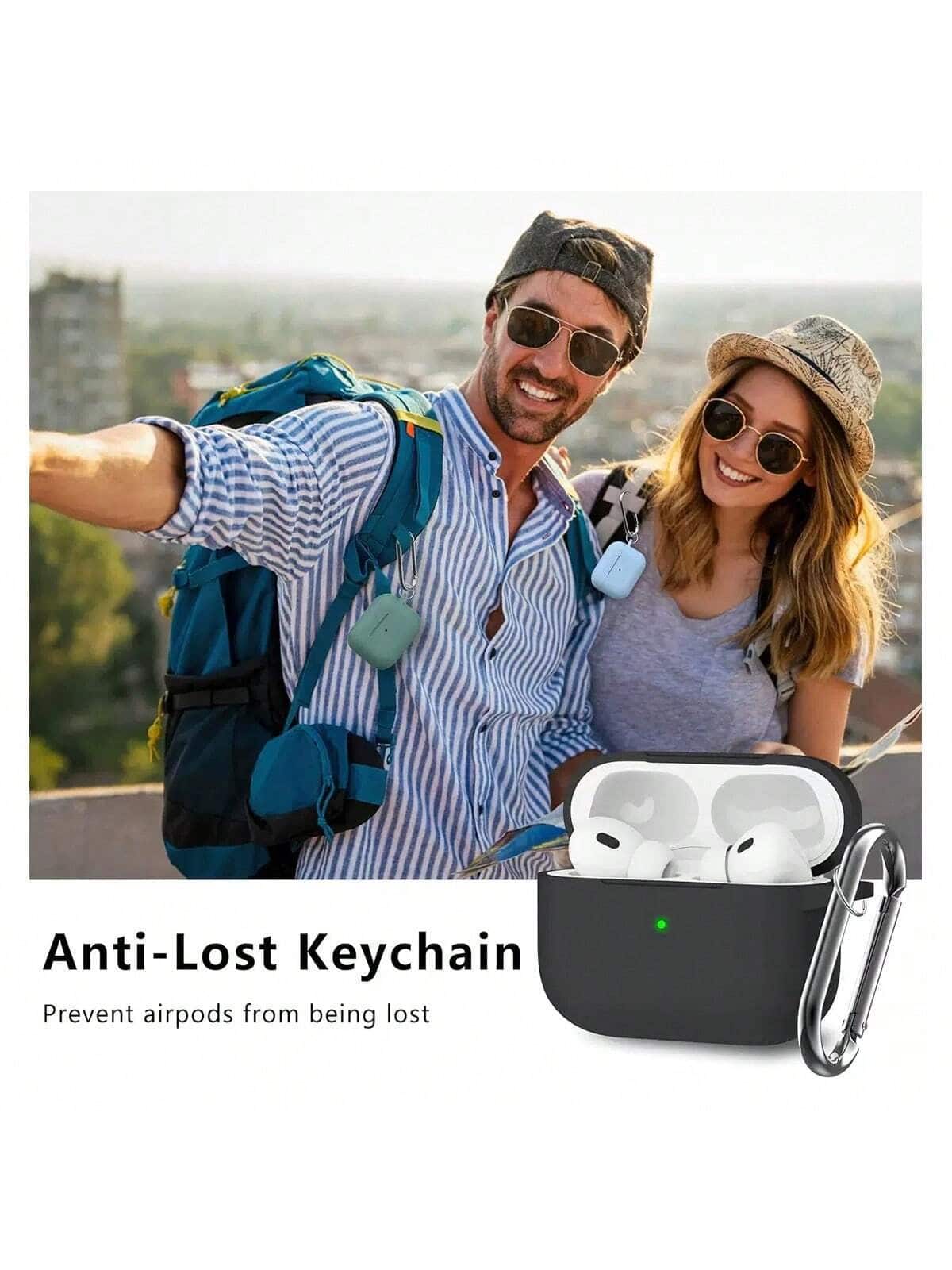 1 Set Silicone Protective Case Compatible With Apple, Solid Color Integrated Earphone Cover With Flower Hanging Chain, Carabiner And Cleaning Brush, Suitable As Gift