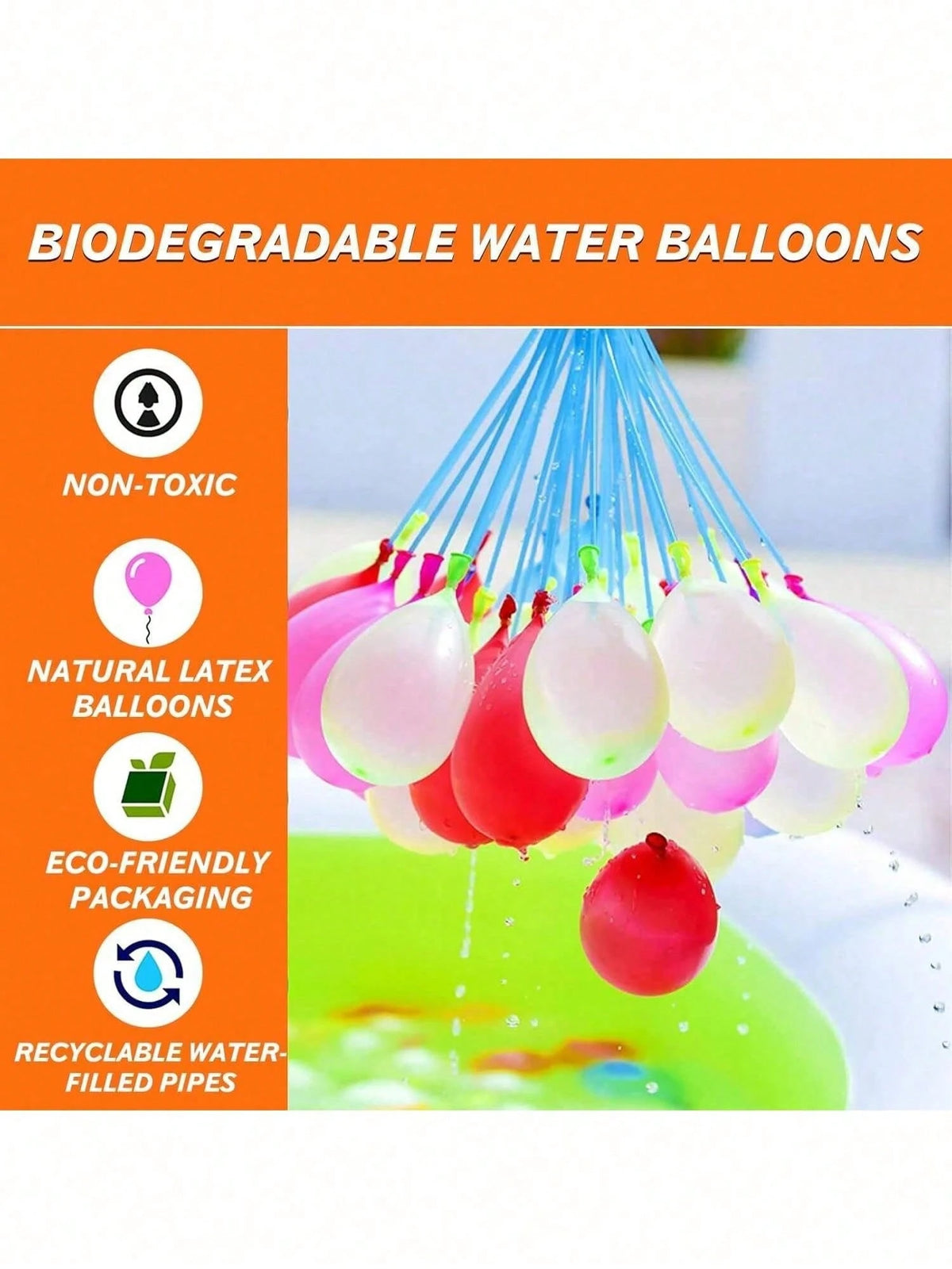 1 Set Tropical Color Self-Sealing Water Bomb Balloons, Summer Fun Water Play Game Toys, Tropical Party Balloons, Thickened And Enlarged Latex Material, Suitable For Outdoor Camping, Beach, Swimming Po