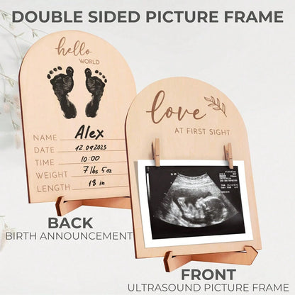 1 Set Wooden Ultrasound Photo Frame, For Pregnancy Announcement Or Baby Birth Decoration, Baby Shower Party Home Decor Gift, Easter Gift For Babies, Suitable For Boys And Girls, Baby Supplies > Baby P