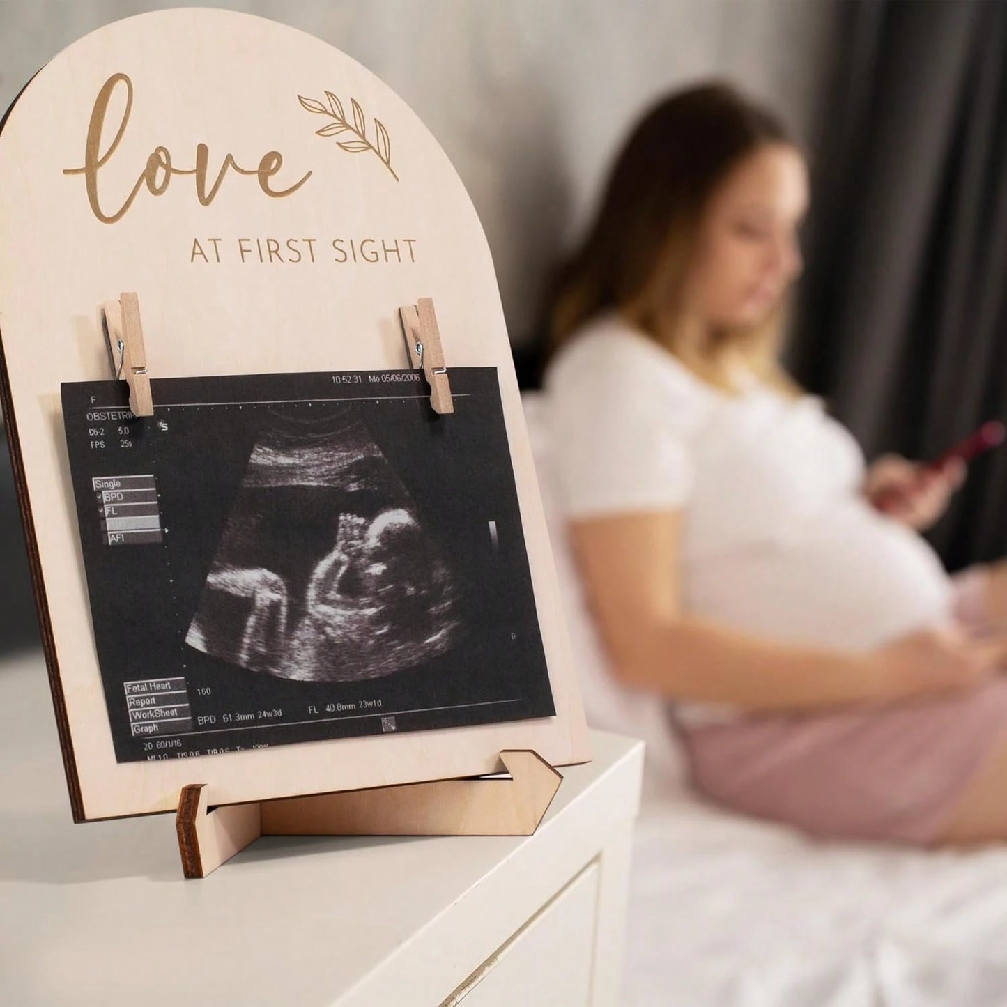 1 Set Wooden Ultrasound Photo Frame, For Pregnancy Announcement Or Baby Birth Decoration, Baby Shower Party Home Decor Gift, Easter Gift For Babies, Suitable For Boys And Girls, Baby Supplies > Baby P