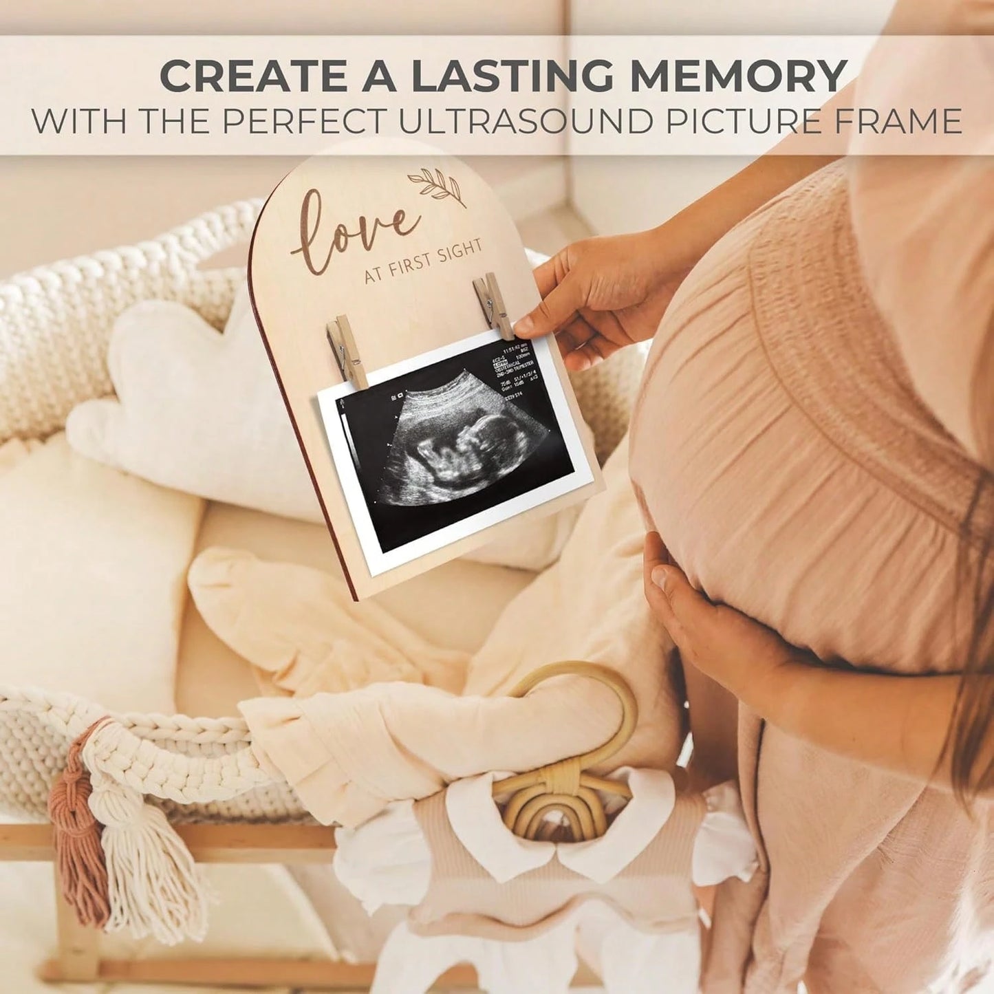 1 Set Wooden Ultrasound Photo Frame, For Pregnancy Announcement Or Baby Birth Decoration, Baby Shower Party Home Decor Gift, Easter Gift For Babies, Suitable For Boys And Girls, Baby Supplies > Baby P