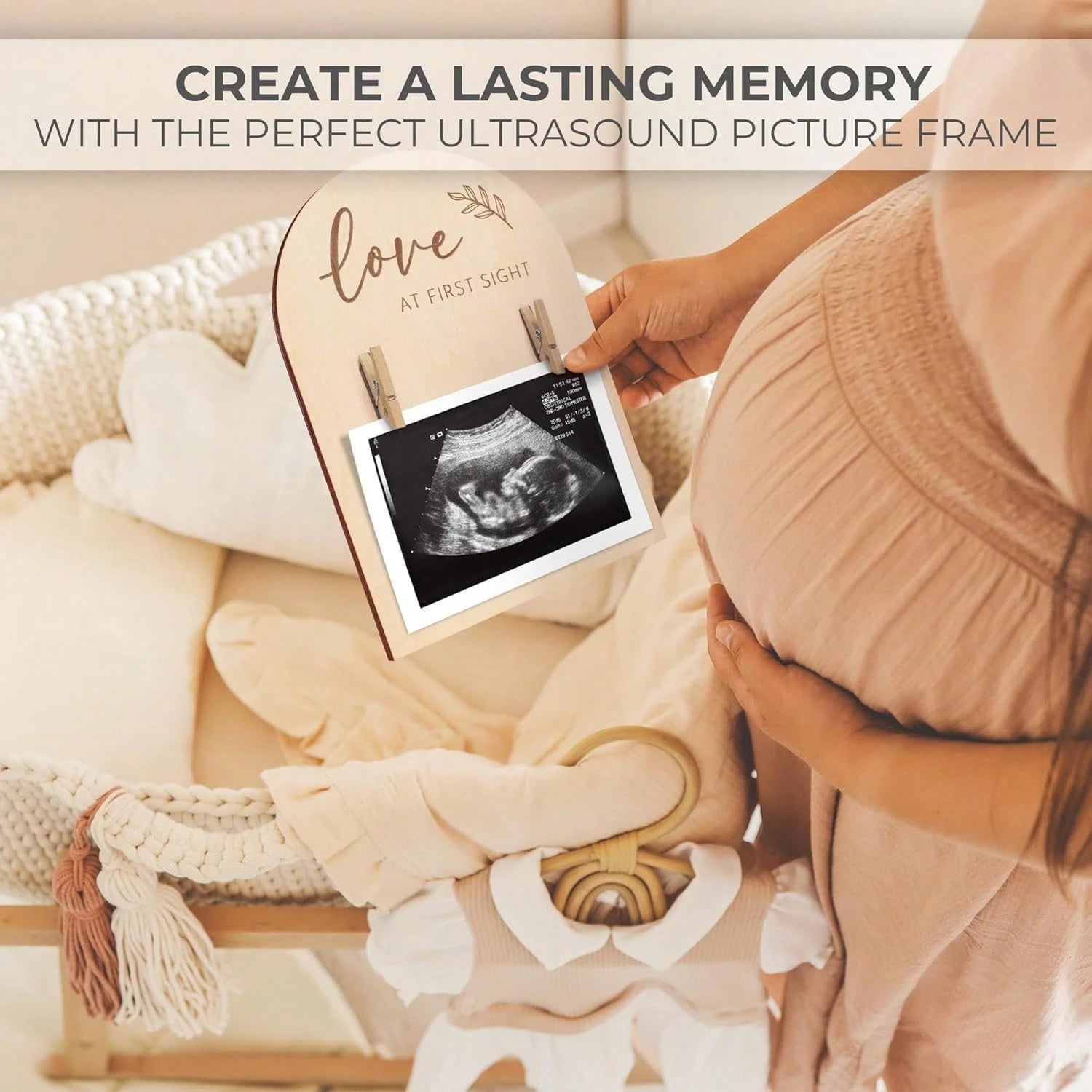 1 Set Wooden Ultrasound Photo Frame, For Pregnancy Announcement Or Baby Birth Decoration, Baby Shower Party Home Decor Gift, Easter Gift For Babies, Suitable For Boys And Girls, Baby Supplies > Baby P