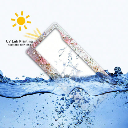 1 Stylish Crystal Cherry Blossom License Plate Frame, Compatible With North American And Many International Car Models.Comes With Mounting Screws To Ensure A Secure Fit