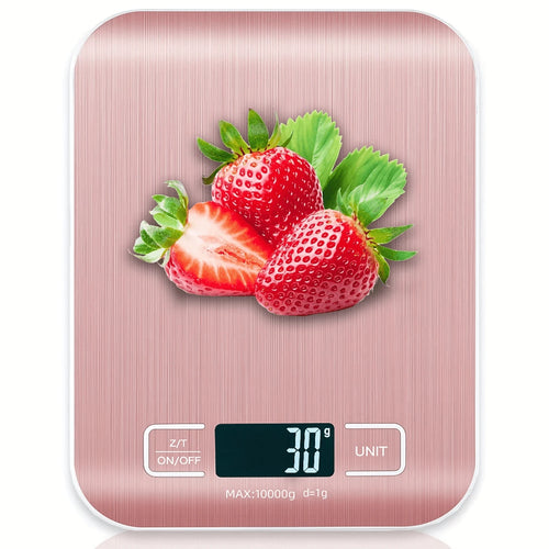 1 X 10kg Digital Kitchen Scale, 1g/0.1oz Accuracy, Stainless Steel, Suitable For Baking And Cooking (Batteries Not Included)
