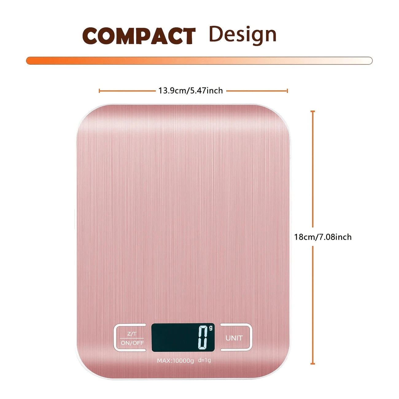 1 X 10kg Digital Kitchen Scale, 1g/0.1oz Accuracy, Stainless Steel, Suitable For Baking And Cooking (Batteries Not Included)