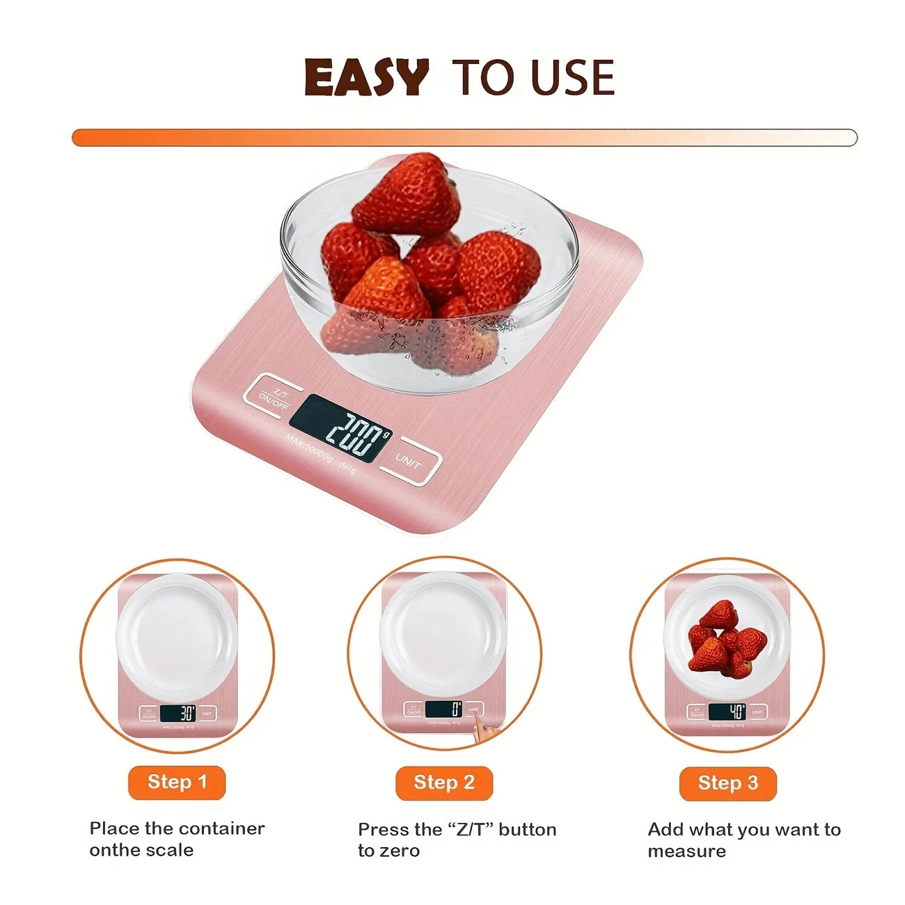 1 X 10kg Digital Kitchen Scale, 1g/0.1oz Accuracy, Stainless Steel, Suitable For Baking And Cooking (Batteries Not Included)