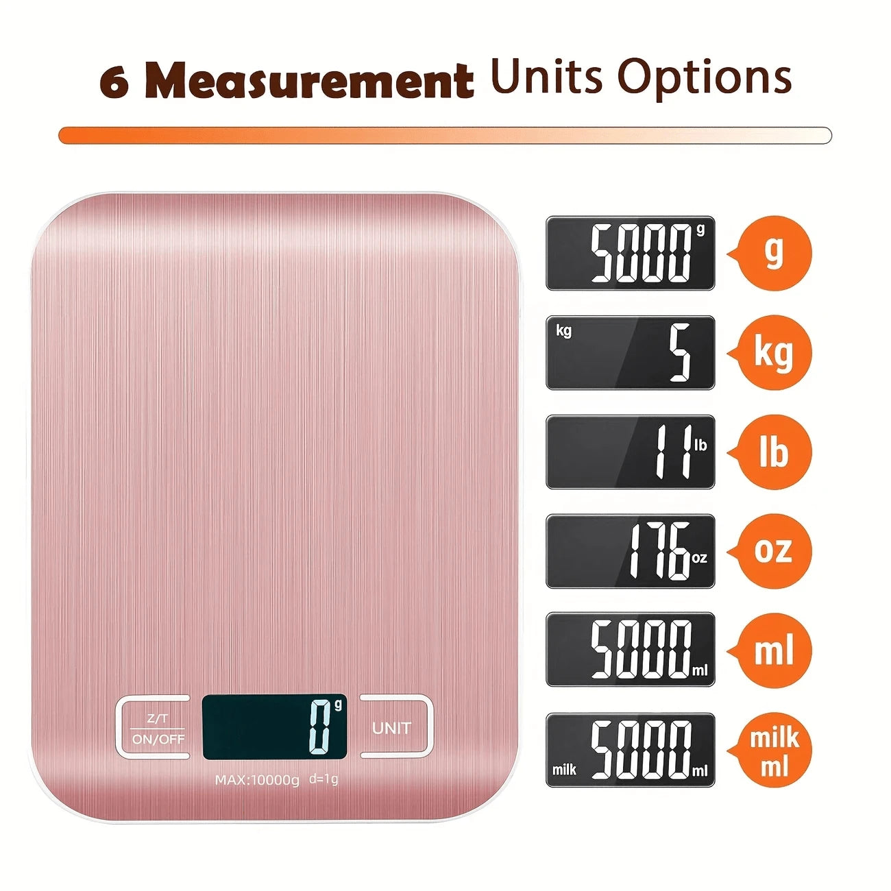 1 X 10kg Digital Kitchen Scale, 1g/0.1oz Accuracy, Stainless Steel, Suitable For Baking And Cooking (Batteries Not Included)