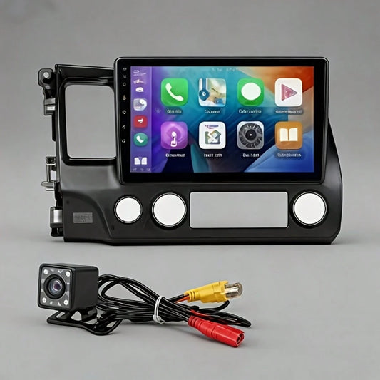 10.1 Inch IPS Touchscreen Android 12 Support GPS, WiFi, Bluetooth, FM Radio, Backup Camera, SWC, Dual USB Car Stereo For Hon/Da Civic 2006-2011 With Wireless CarPlay & Android Auto 2+32GB Car Radio