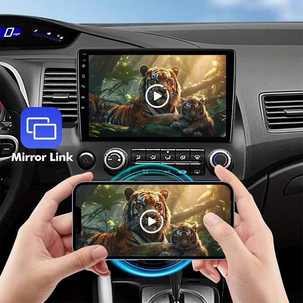 10.1 Inch IPS Touchscreen Android 12 Support GPS, WiFi, Bluetooth, FM Radio, Backup Camera, SWC, Dual USB Car Stereo For Hon/Da Civic 2006-2011 With Wireless CarPlay & Android Auto 2+32GB Car Radio