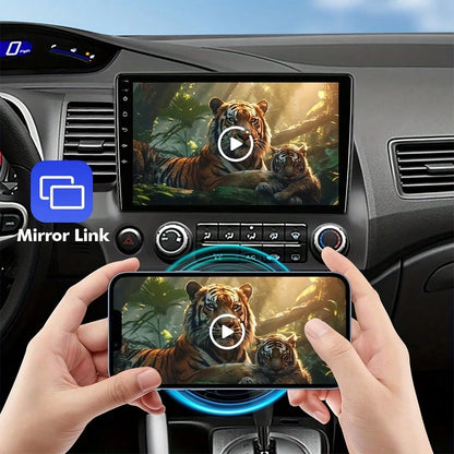 10.1 Inch IPS Touchscreen Android 12 Support GPS, WiFi, Bluetooth, FM Radio, Backup Camera, SWC, Dual USB Car Stereo For Hon/Da Civic 2006-2011 With Wireless CarPlay & Android Auto 2+32GB Car Radio