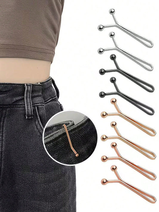 10-1pc U-Shaped Metal Belt, Minimalist Gold/Silver/Black Waist Clip, Pants Waist Tightener, No Sewing Required To Adjust Waist/Pant Leg/Cuff Length, Suitable For Clothing, Scarves, Curtains And Daily