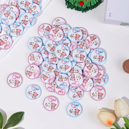 10/20/30/60/100pcs Gender Reveal Bear Pins, Boy Or Girl Team Badges, Suitable For Party Games, Decorations, Baby Shower Gifts, Gender Reveal Pins, Boy Team Badges, Girl Team Badges