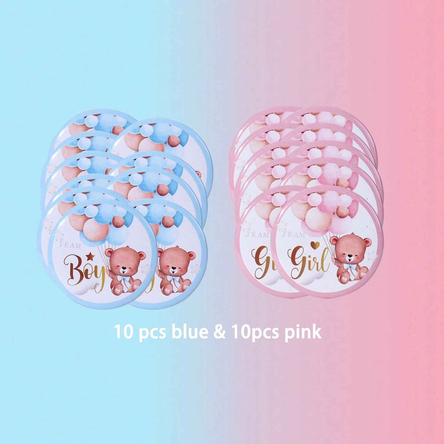 10/20/30/60/100pcs Gender Reveal Bear Pins, Boy Or Girl Team Badges, Suitable For Party Games, Decorations, Baby Shower Gifts, Gender Reveal Pins, Boy Team Badges, Girl Team Badges