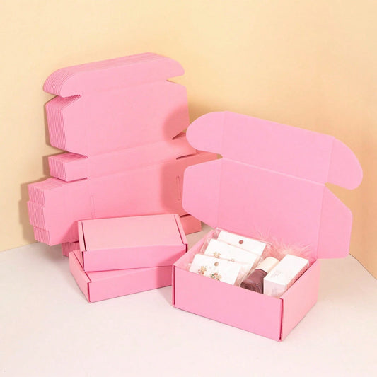 10/20pcs Mini Pink Corrugated Airplane Boxes, Eyelash Extensions Accessories Packaging, Small Business Retail Shipping Boxes