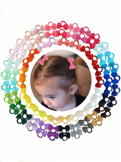 10/30/50/100pcs Girls Elastic Hair Ties- Macaron Colors, Bright & Vibrant- Non-Slip Hair Ties, Perfect For Daily And Special Occasion Hairstyles, Fun Hair Accessories, Soft Fabric Hair Ties