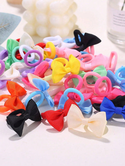 10/30/50/100pcs Girls Elastic Hair Ties- Macaron Colors, Bright & Vibrant- Non-Slip Hair Ties, Perfect For Daily And Special Occasion Hairstyles, Fun Hair Accessories, Soft Fabric Hair Ties
