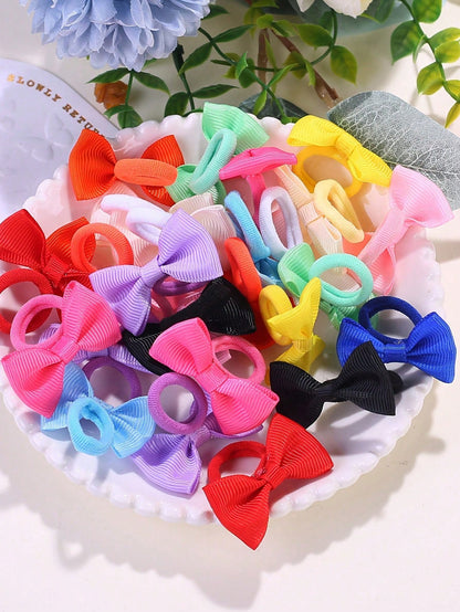 10/30/50/100pcs Girls Elastic Hair Ties- Macaron Colors, Bright & Vibrant- Non-Slip Hair Ties, Perfect For Daily And Special Occasion Hairstyles, Fun Hair Accessories, Soft Fabric Hair Ties