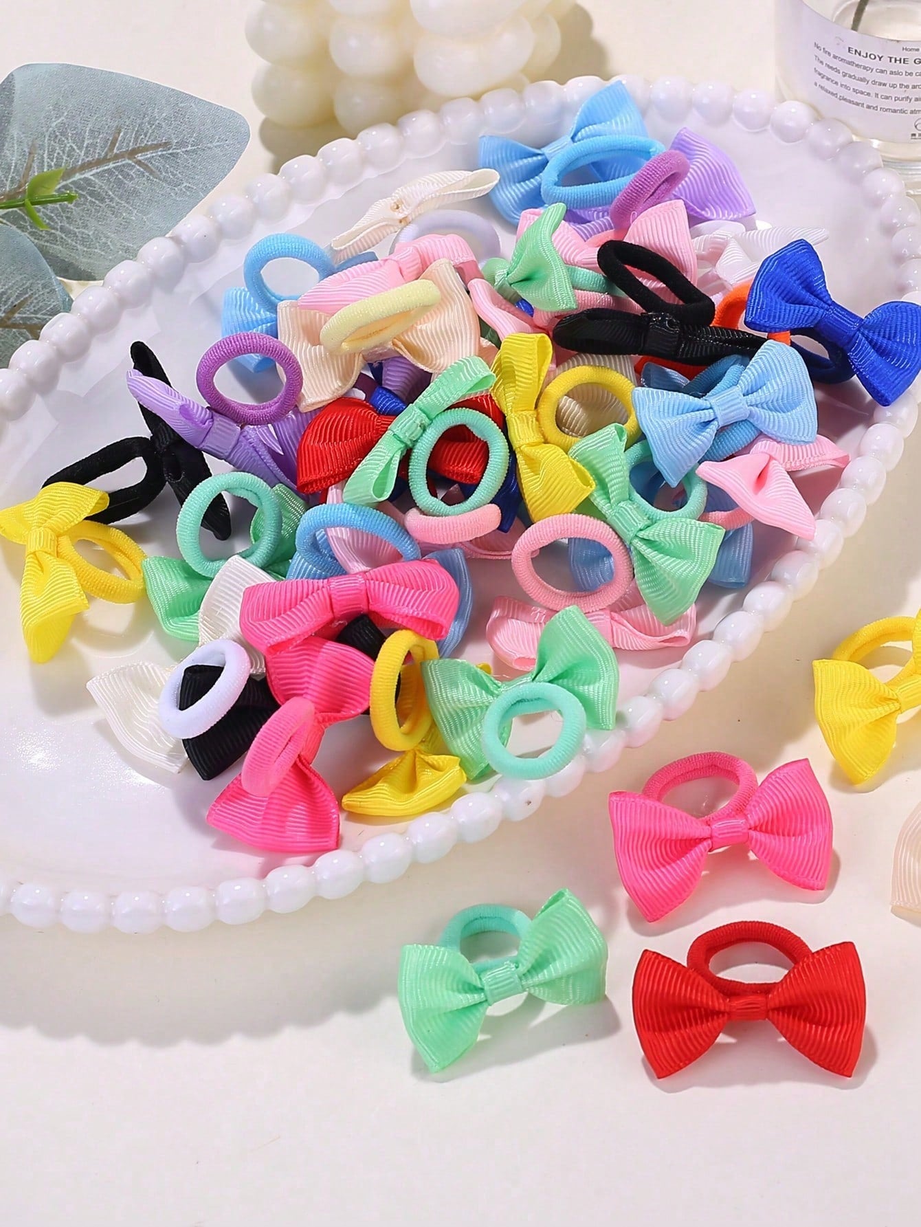 10/30/50/100pcs Girls Elastic Hair Ties- Macaron Colors, Bright & Vibrant- Non-Slip Hair Ties, Perfect For Daily And Special Occasion Hairstyles, Fun Hair Accessories, Soft Fabric Hair Ties