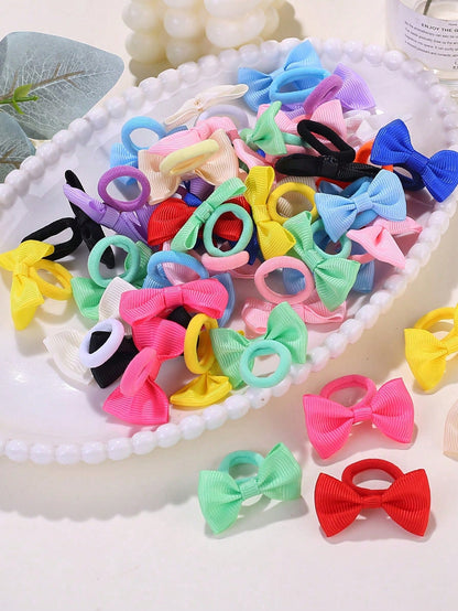 10/30/50/100pcs Girls Elastic Hair Ties- Macaron Colors, Bright & Vibrant- Non-Slip Hair Ties, Perfect For Daily And Special Occasion Hairstyles, Fun Hair Accessories, Soft Fabric Hair Ties