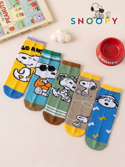 10/5/1 Pair Snoopy Socks Kids Socks Snoopy Puppy Socks Autumn/Winter Thickened Children Mid-Calf Socks Christmas Gift